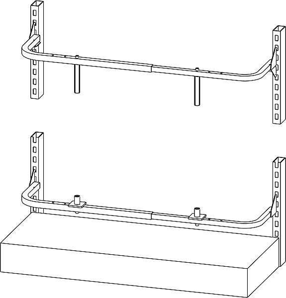 Doppelregaltraverse zur Einbausäulenbefestigung in Regalen mit Schlitzschienen