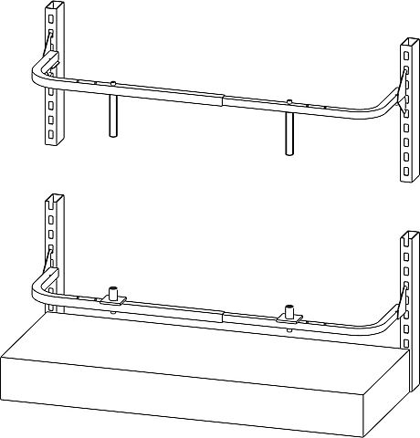 Doppelregaltraverse zur Einbausäulenbefestigung in Regalen mit Schlitzschienen